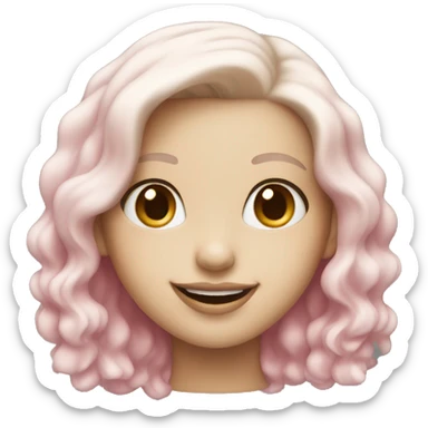 smiling girl with white skin and pink lips sticker