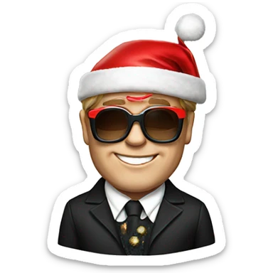 elton john with santa hat sticker
