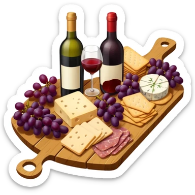 charcuterie board with wine sticker