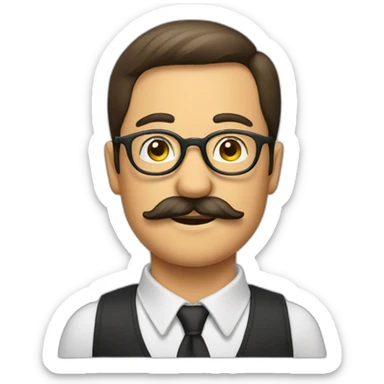 A fake mustache and glasses sticker