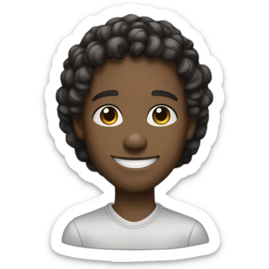 Create a innocent white student with big smile and puppy eyes sticker