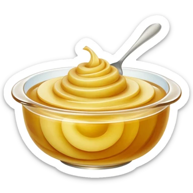 small mound or swirl of apple compote, pale golden, smooth and puréed with soft sheen, slight dome and gentle ripples, no bowl spoon or fruit, apple emoji style, soft lighting, transparent background, emoji scale sticker