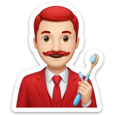 hitler with toothbrush mustache and red suit sticker