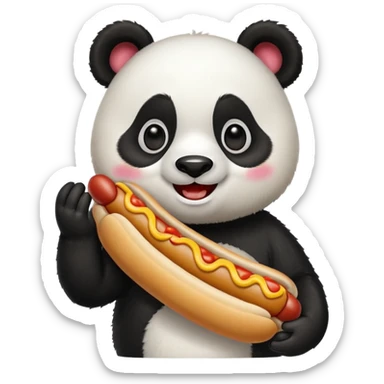 panda holding single hotdog sticker