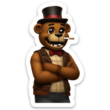 Freddy Fazbear with a cigarette  sticker