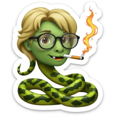 can you create a sneaky bitch SNAKE with big glasses smoking a cigarrette? the SNAKE needs to have dirty blonde hair sticker