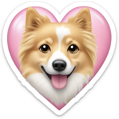 White and blonde spots spitz in a pink heart sticker