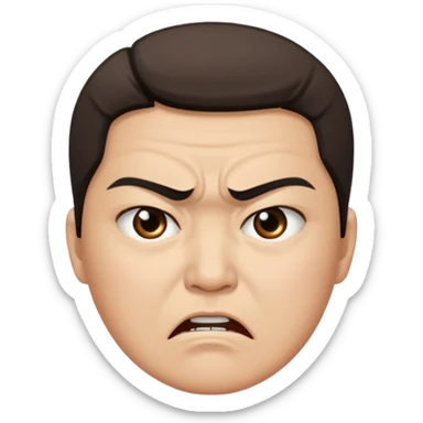 Angry face with "씨발" on mouth sticker