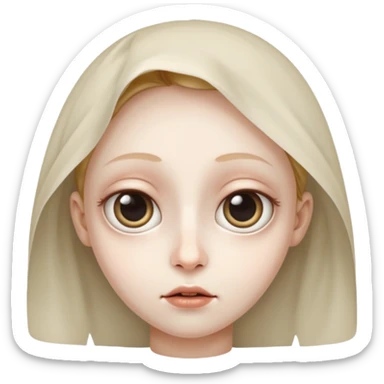 a transparent face, mysterious, big eyes, small mouth, no nose  sticker
