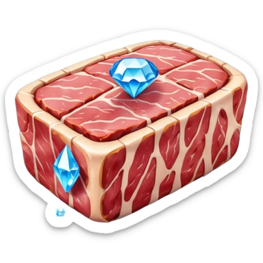 Meat with diamond textur and blue color sticker