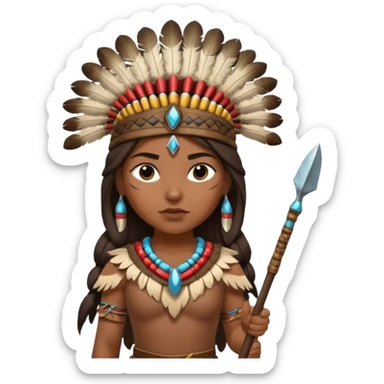 Native American girl warrior  sticker