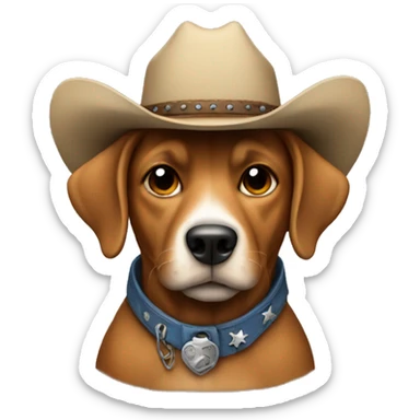Dog wearing cowboy hate sticker