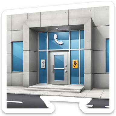 empresa prédio com placa de acessibilidade para cego sticker