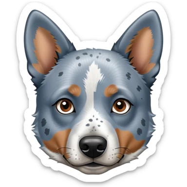 head shot of a blue heeler cattle dog with speckled blue-gray coat and pointed ears sticker