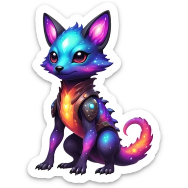 Epic Edgy Cute Colorful Vibrant Dark Nebula Modern Vernid-Protogen-creature-animal, full body sticker