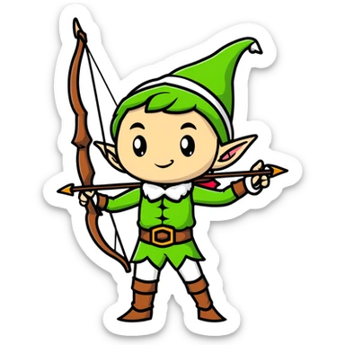 Elf archer with pointy ears and bow sticker
