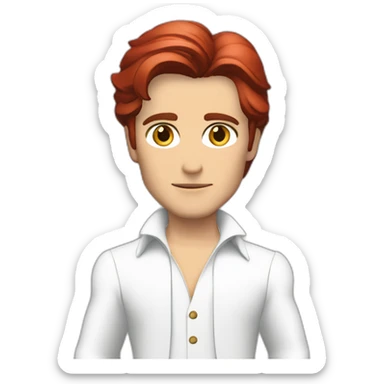 Alain delon blue eyes red hair white space outfit full body sticker