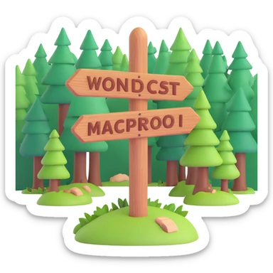 wooden signpost in forest sticker