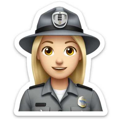 White Girl correctional officer in a grey button shirt with radio no hat sticker