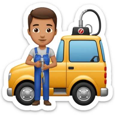 Homme met de l'essence dans le camion sticker