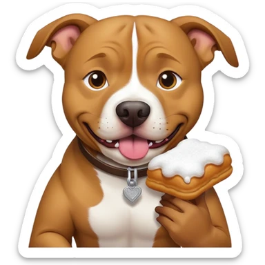 pitbull eating a beignet ￼ sticker
