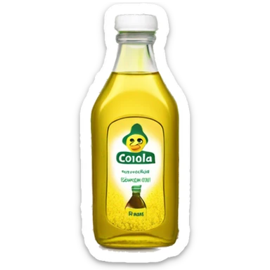 a single bottle of rapeseed oil with conola plant sticker