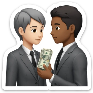 side profiles of two people exchanging money sticker