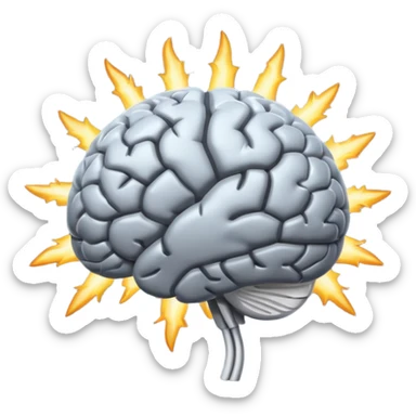 cartoon brain with a spark, representing a new idea sticker