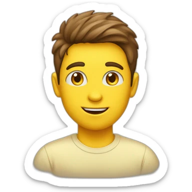 Een bruine jongen met een volledig licht geel t shirt sticker