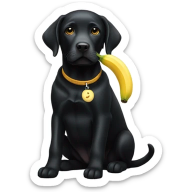 Black lab with banana  sticker
