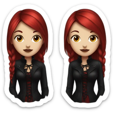 gothic girl black and red hair sticker