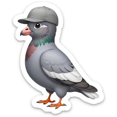 Full body pigeon wearing a ball cap sticker