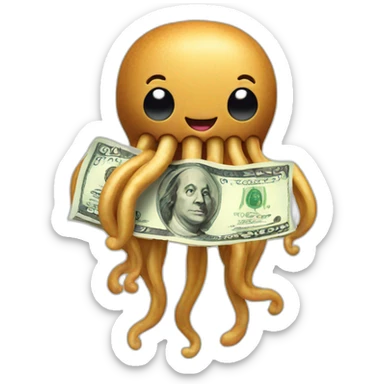 Peanut butter jellyfish holding money sticker