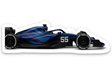 Williams 2025 Formula 1 car, number 55, sleek and modern, racing livery, side view, no text sticker