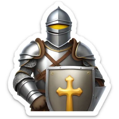 knight in armour wielding a shield,add a Christian style to it sticker