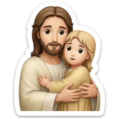 jesus christ hugging a child sticker