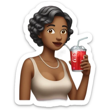 Woman who drink a soda sticker