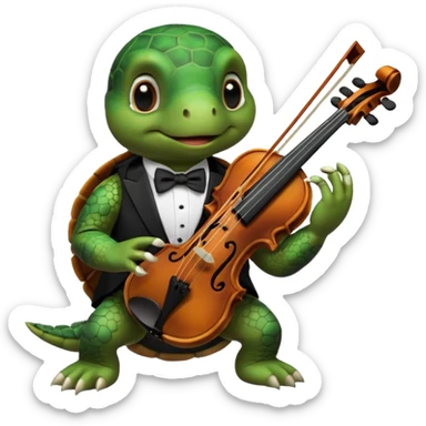 TUrtle playing violin sticker