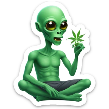 Alien smoking weed sticker