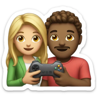 couple playing video game together sticker