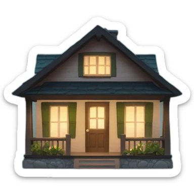 Tiny lit bungalow at night sticker