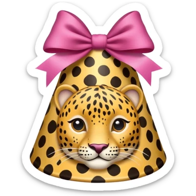 birthday hat with a bow, animal print pattern sticker