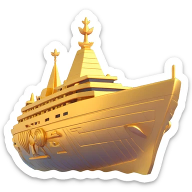 Futuristic golden ship with Anunnaki motifs, underwater setting sticker