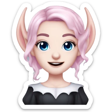 Cute pink pale vampire teeth  pink eyebrows vampire goth princess elf ears blue eyes pink hair sticker