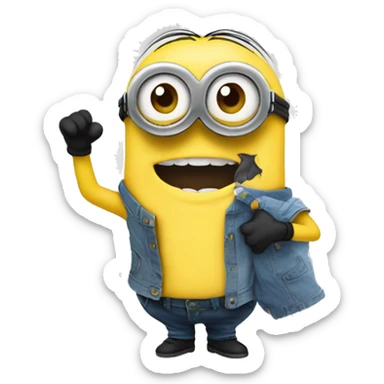 Minion with t-shirt never mew sticker