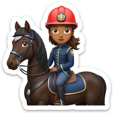 Brown girl on black shire horse  sticker