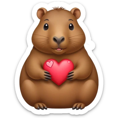capybara with heart sticker