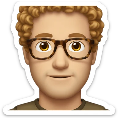 short curly brown-haired white man with light beard and tortoise shell glasses sticker