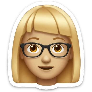 A girl with white bangs, medium-length red hair, and glasses. sticker