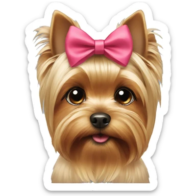 yorkie wearing a bow sticker